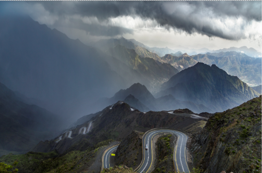Paragliding view of mountains