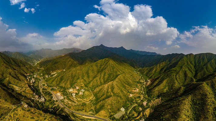 Paragliding view of mountains